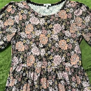 AUW Floral Dress - Black and Pink Size Medium